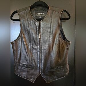 Black leather vest